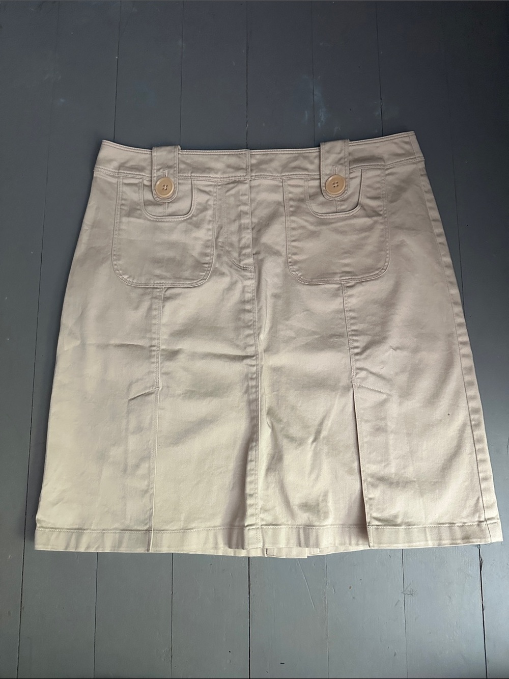 Harold's Sz 6 Beige Khaki 60s Style Sailor Button-Pocket Mini Skirt